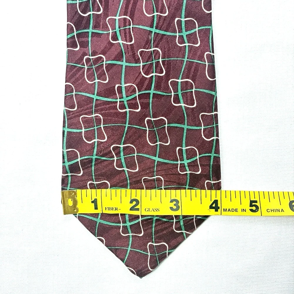Polo Ralph Lauren Silk Tie Burgundy Abstract Art Print Hand Made USA